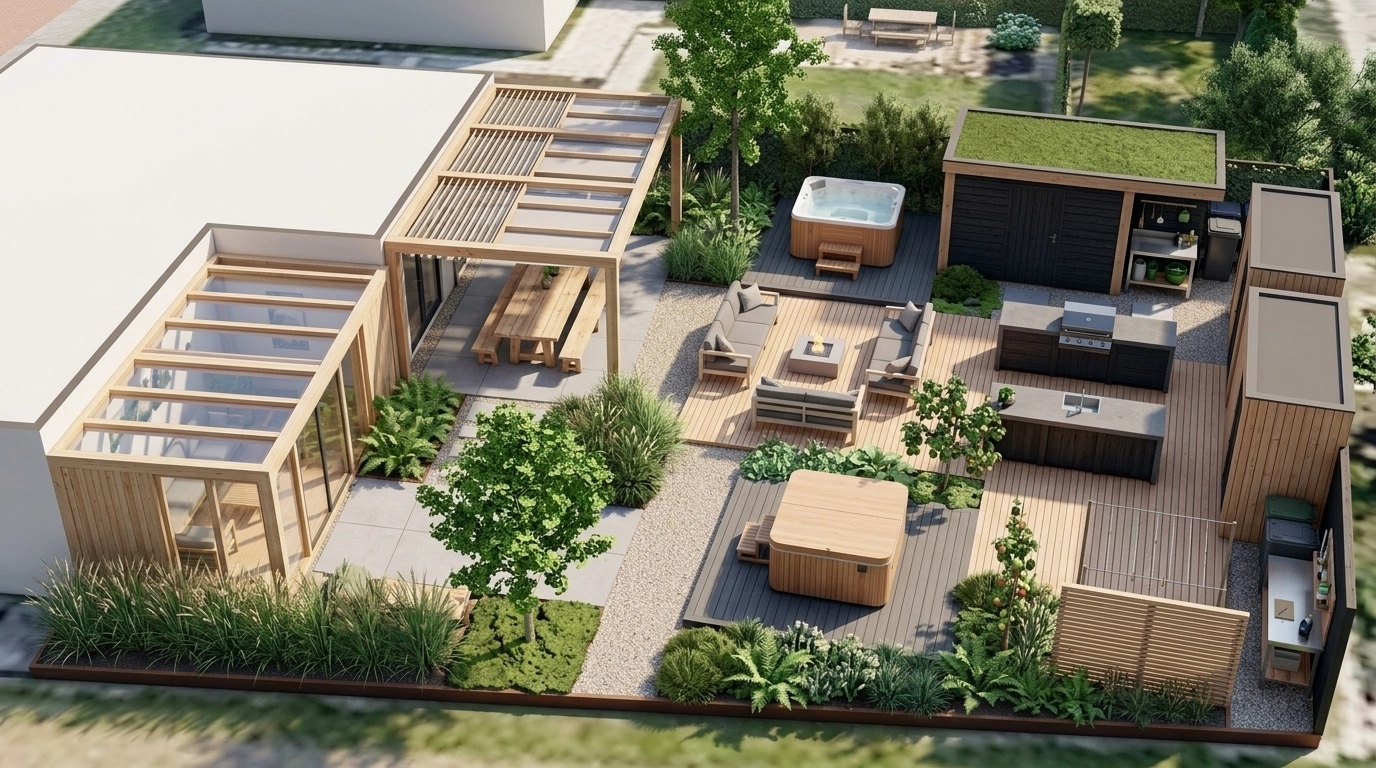 Landscape design in Scandinavian Garden style — Yard by GenRoom AI
