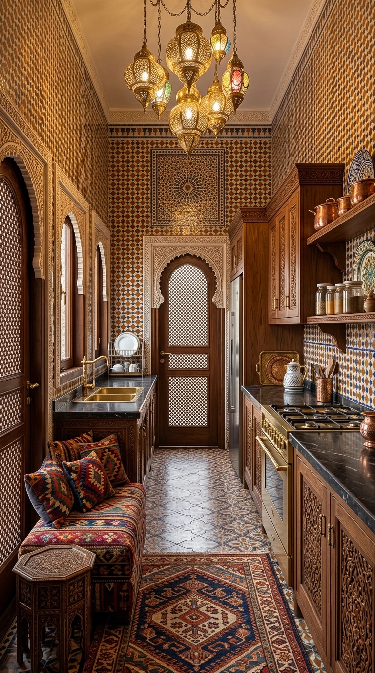Kitchen interior in Arabian / Moroccan style — photo by GenRoom AI