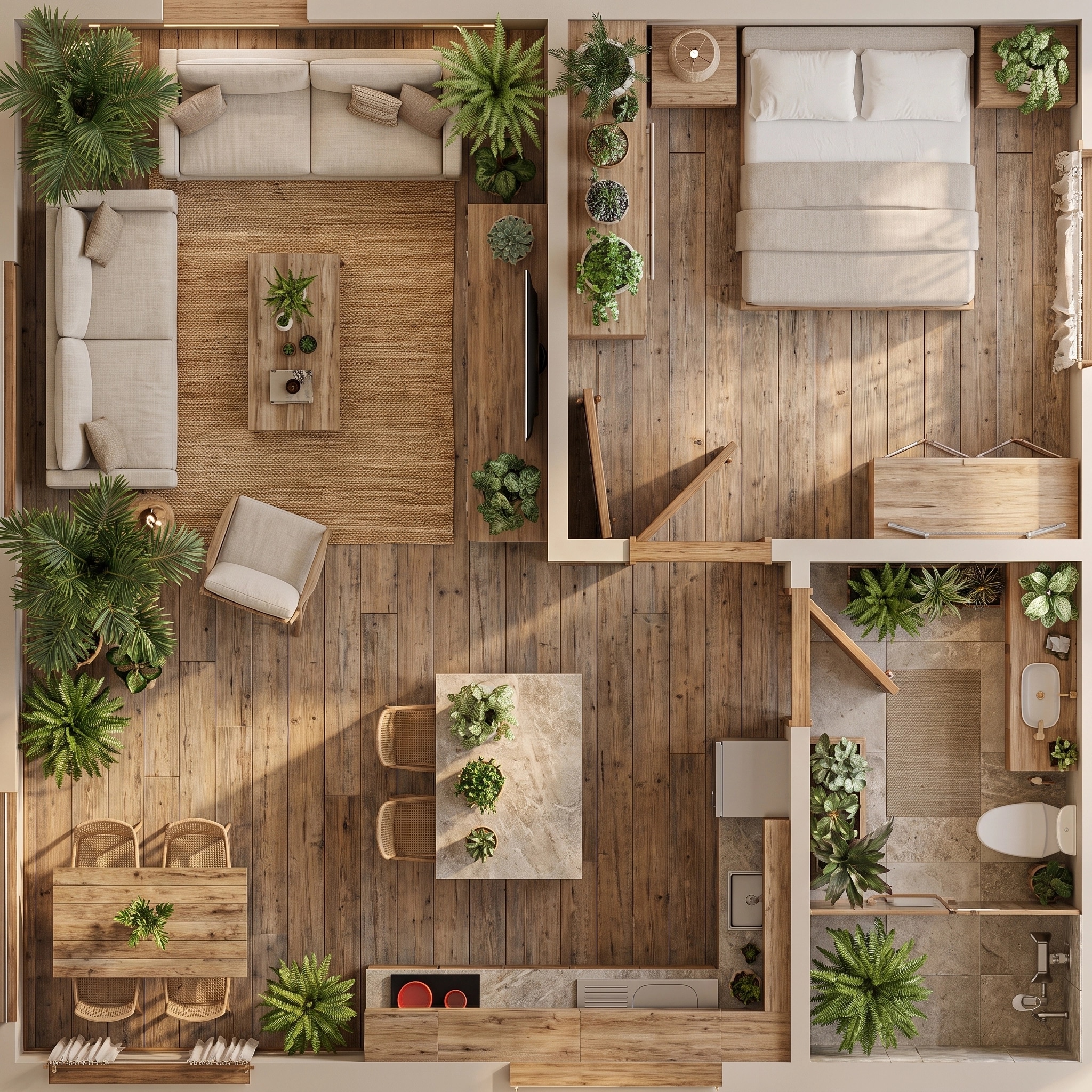 Interior design in Biophilic style — Living Room by GenRoom AI