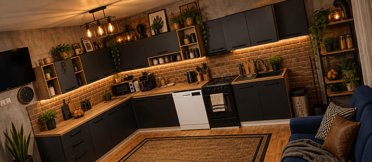 Kitchen interior in Loft / Industrial style — photo by GenRoom AI