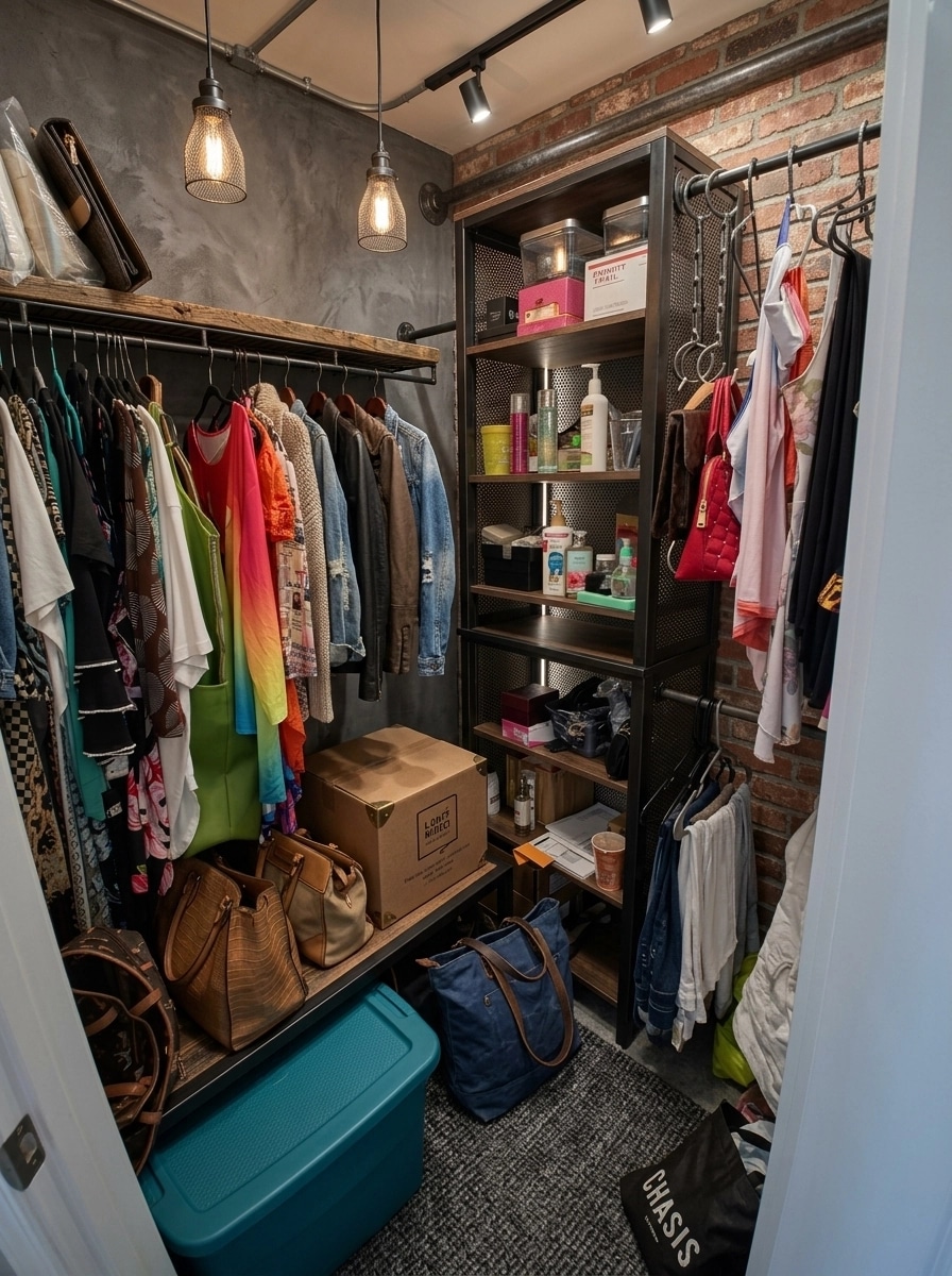 Interior design in Loft / Industrial style — wardrobe by GenRoom AI