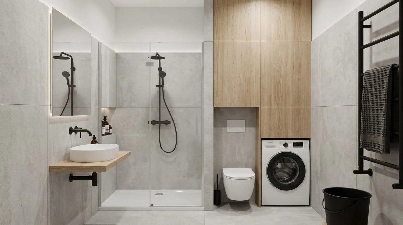 Bathroom interior in Minimalism style — photo by GenRoom AI