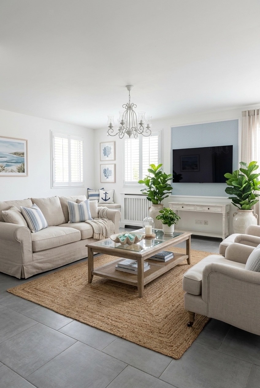 Interior design in Coastal / Hamptons style — Living Room by GenRoom AI