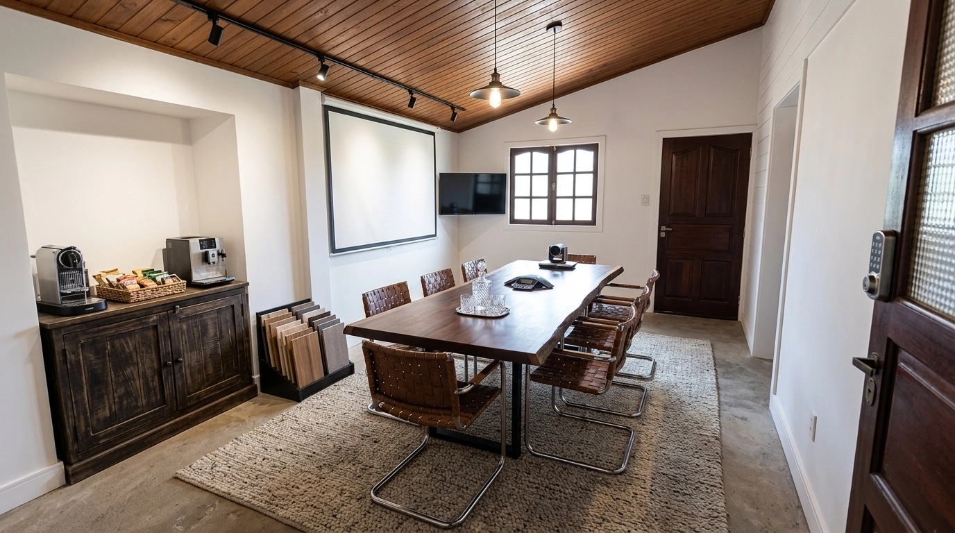 Interior design in Modern Farmhouse style — meeting_room by GenRoom AI