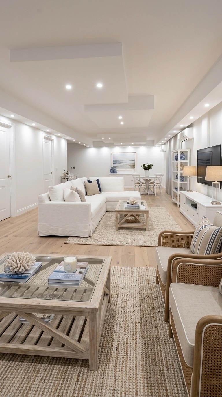 Coastal / Hamptons غرفة المعيشة design — interior photo by GenRoom AI
