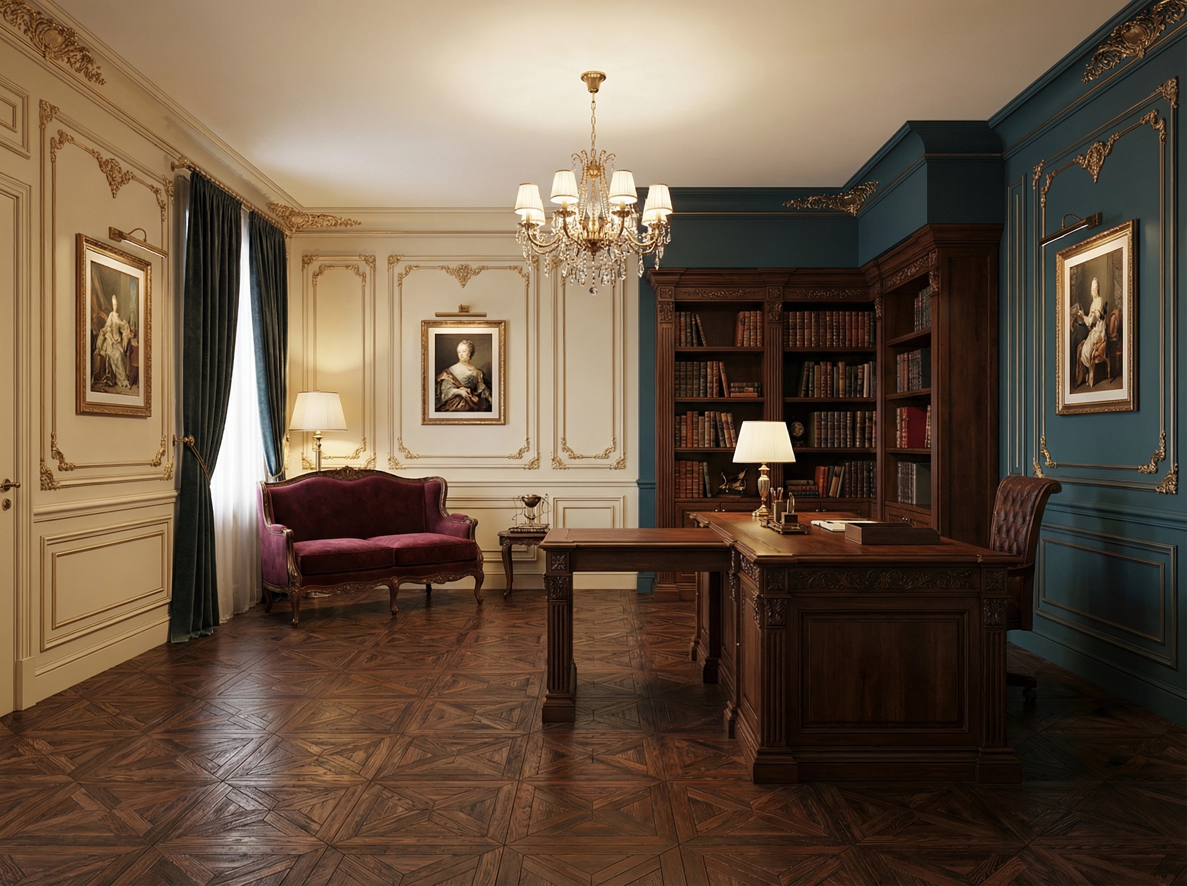 Office interior in Classic style — photo by GenRoom AI