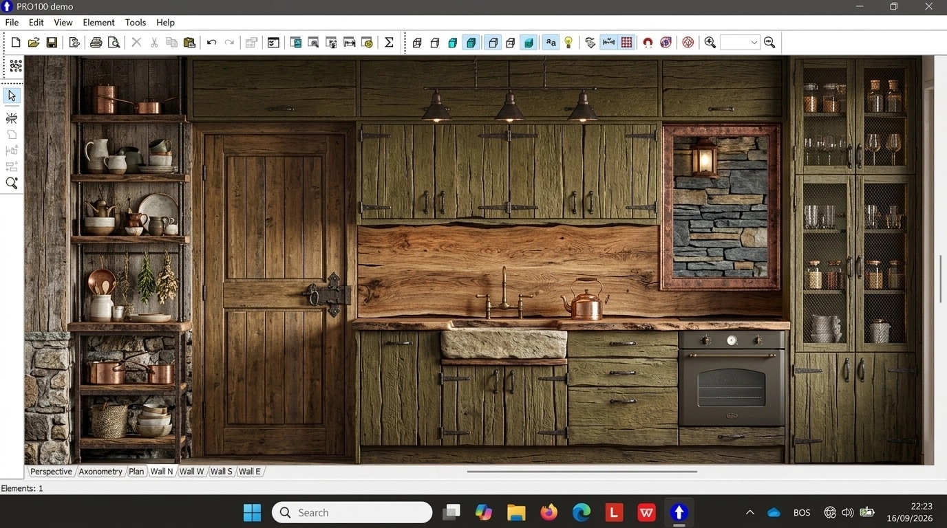 Kitchen interior in Rustic style — photo by GenRoom AI