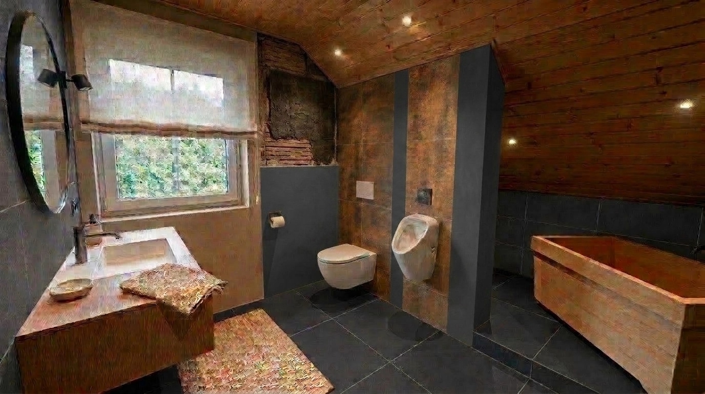 Bathroom interior in Japandi style — photo by GenRoom AI