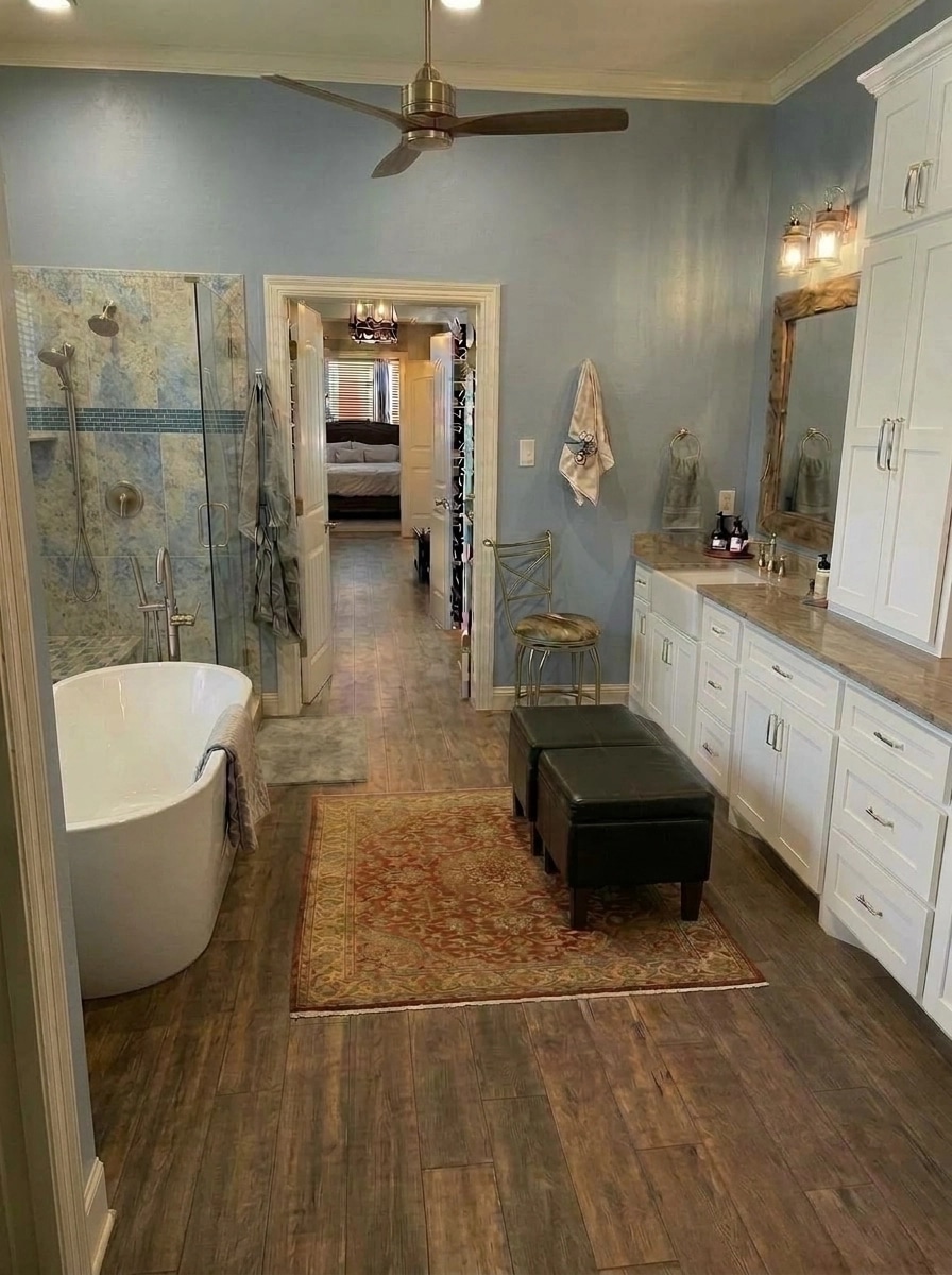 Bathroom interior in Modern Farmhouse style — photo by GenRoom AI