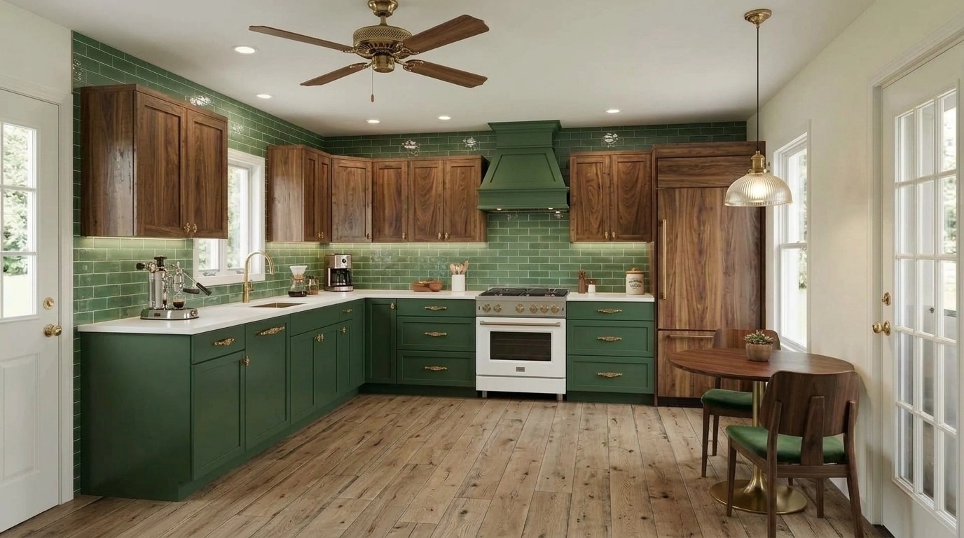 Kitchen interior in Mid-Century Modern style — photo by GenRoom AI