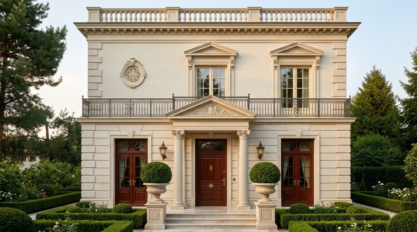 Neoclassic Facade Fachada design — facade photo by GenRoom AI