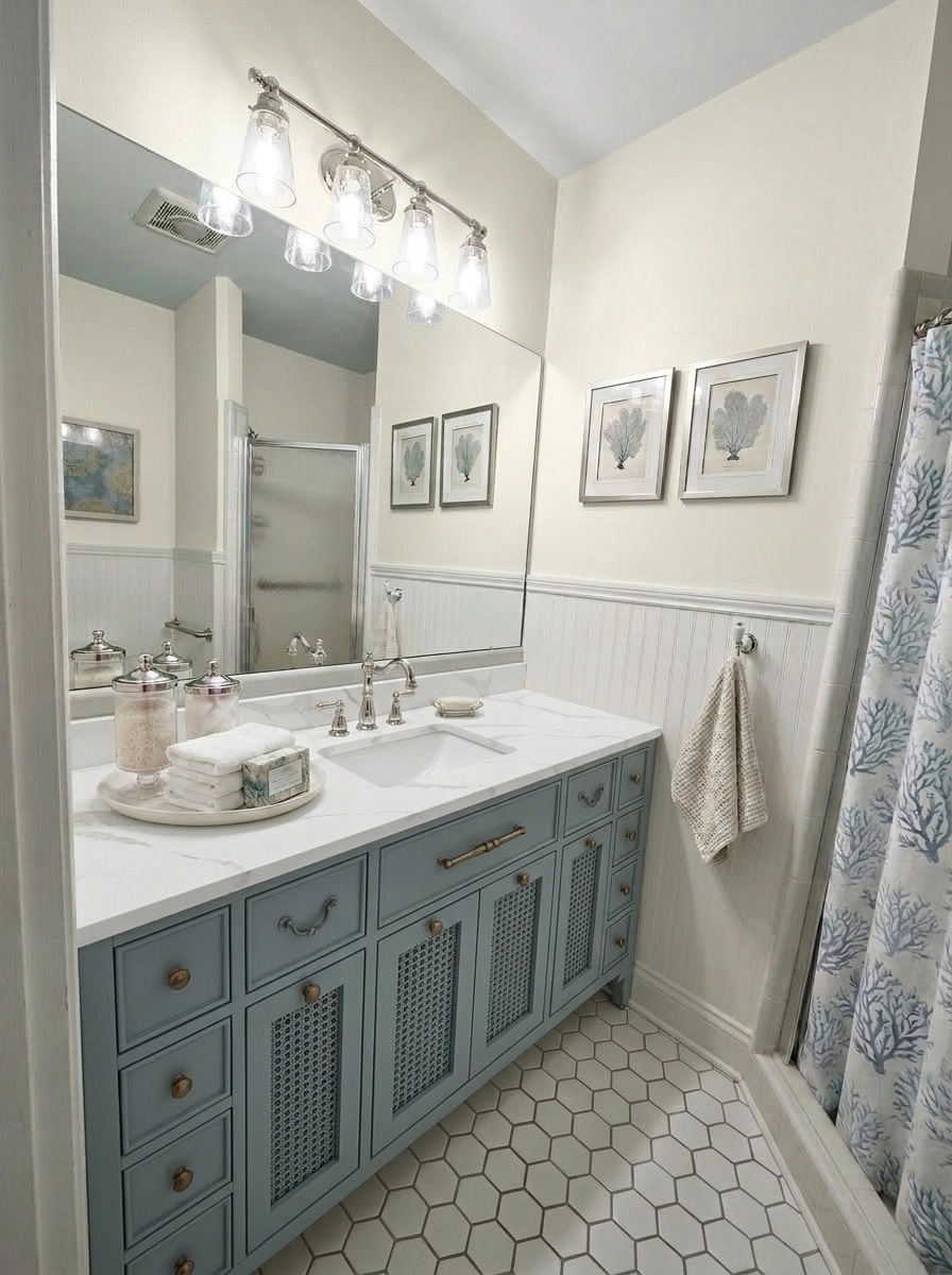 Interior design in Coastal / Hamptons style — Bathroom by GenRoom AI
