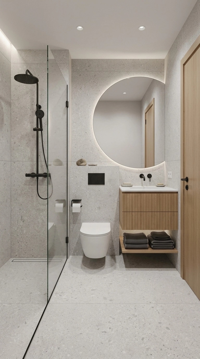 Bathroom interior in Minimalism style — photo by GenRoom AI