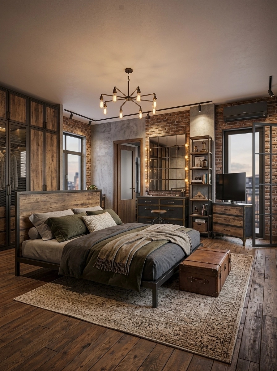 Design de interiores em estilo Loft / Industrial — Quarto por GenRoom AI
