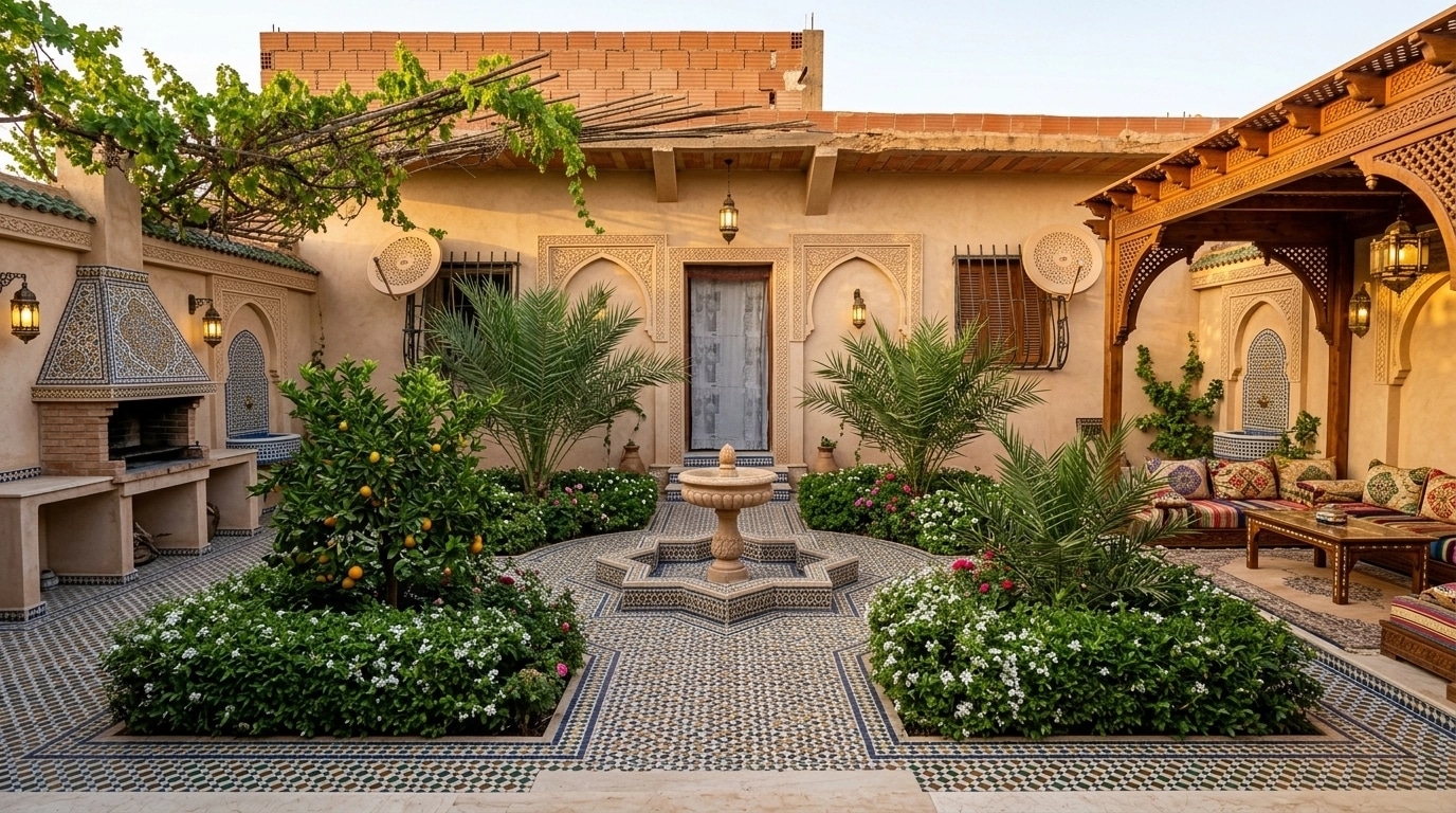 Yard design in Arabian Courtyard style — photo by GenRoom AI