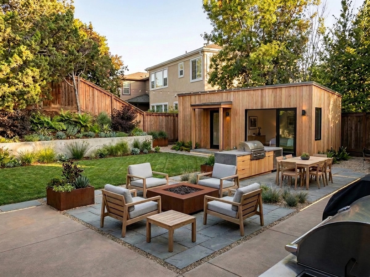 Landscape design in Scandinavian Garden style — Yard by GenRoom AI