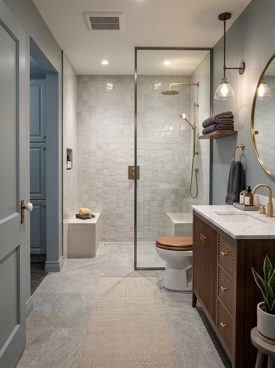 Bathroom interior in Scandinavian style — photo by GenRoom AI