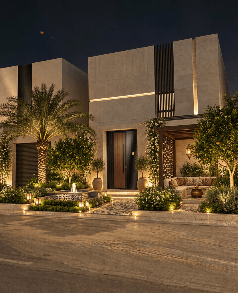 Yard design in Arabian Courtyard style — photo by GenRoom AI