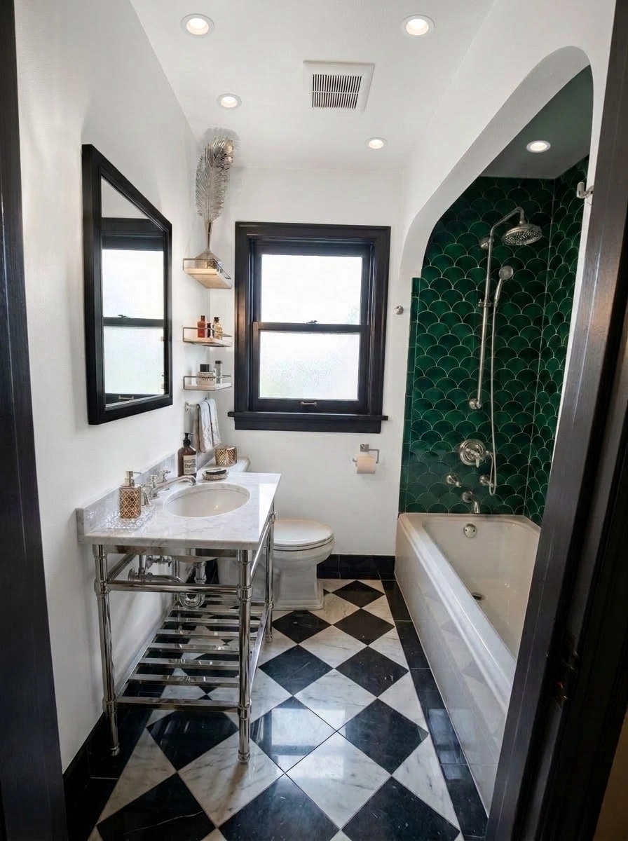Bathroom interior in Art Deco style — photo by GenRoom AI