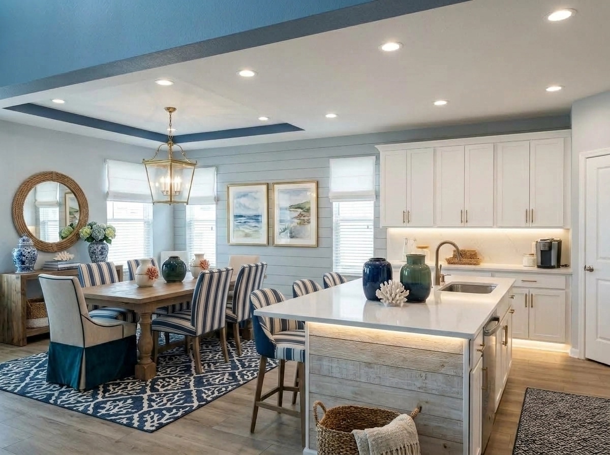 Design de interiores em estilo Coastal / Hamptons — dining_room por GenRoom AI