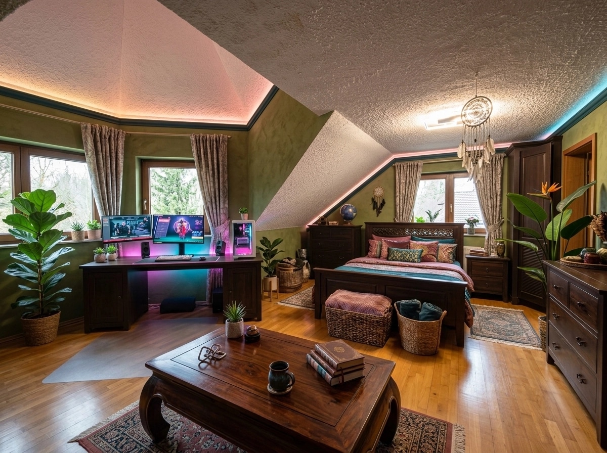 Bohemian Bedroom design — interior photo by GenRoom AI