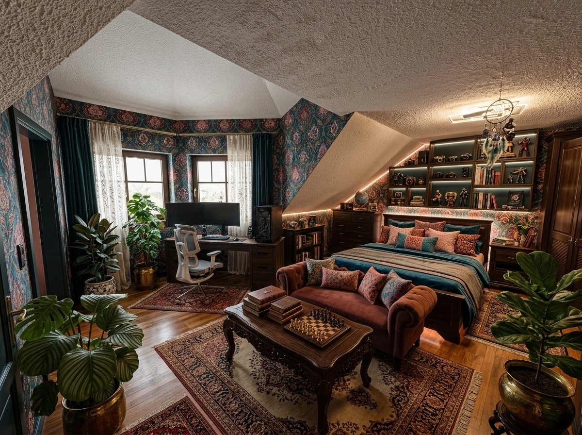 Maximalist Bedroom design — interior photo by GenRoom AI