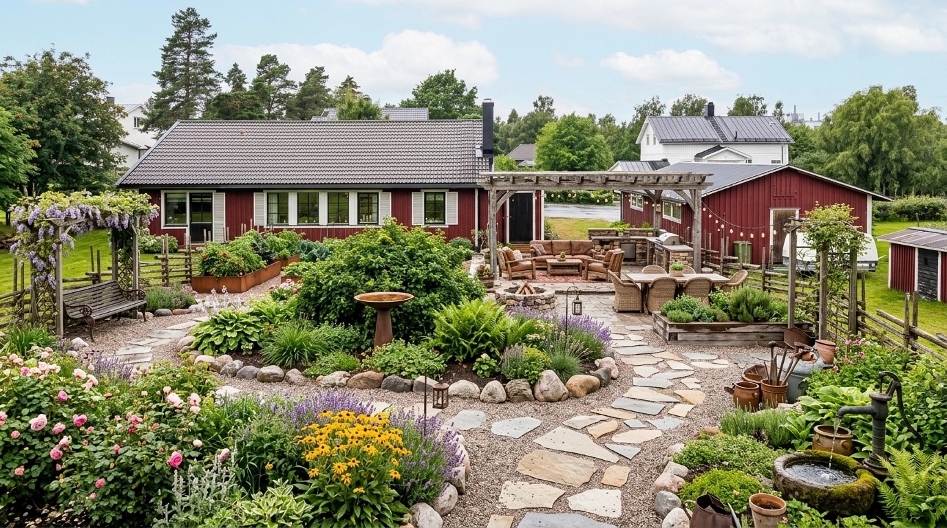 Country Rustic Garden Jardim design — yard photo by GenRoom AI