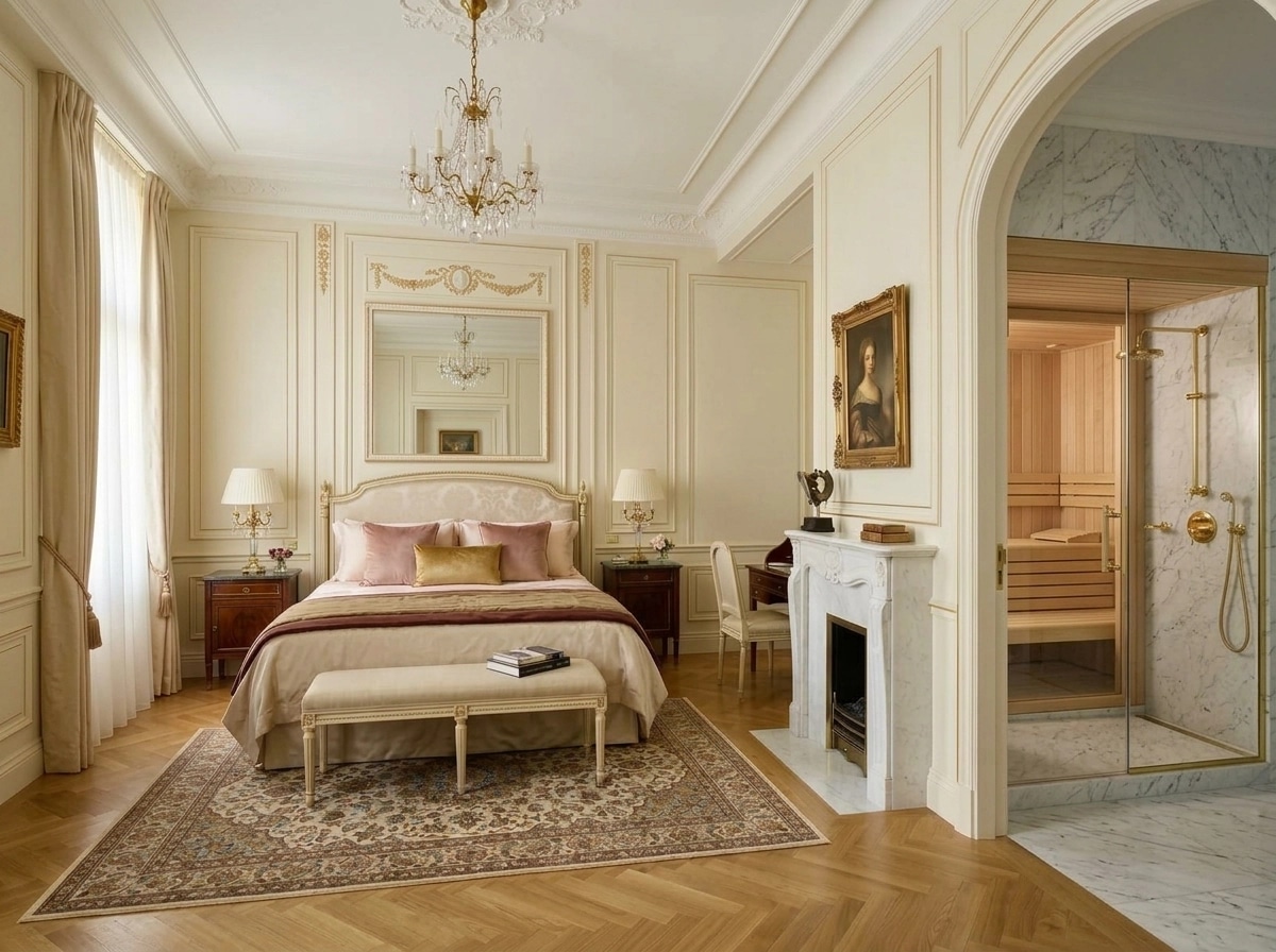 Interior design in Neoclassic style — Bedroom by GenRoom AI