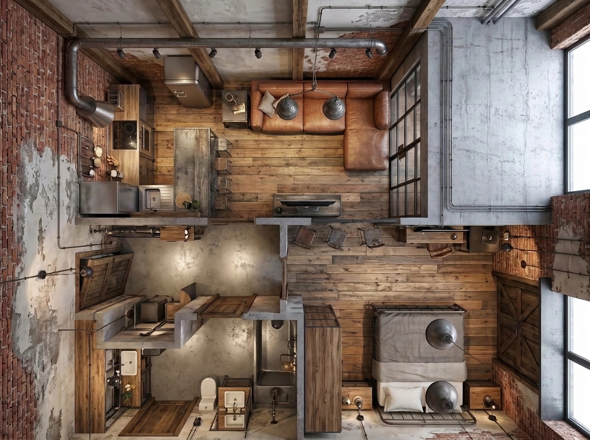 Interior design in Loft / Industrial style — Living Room by GenRoom AI