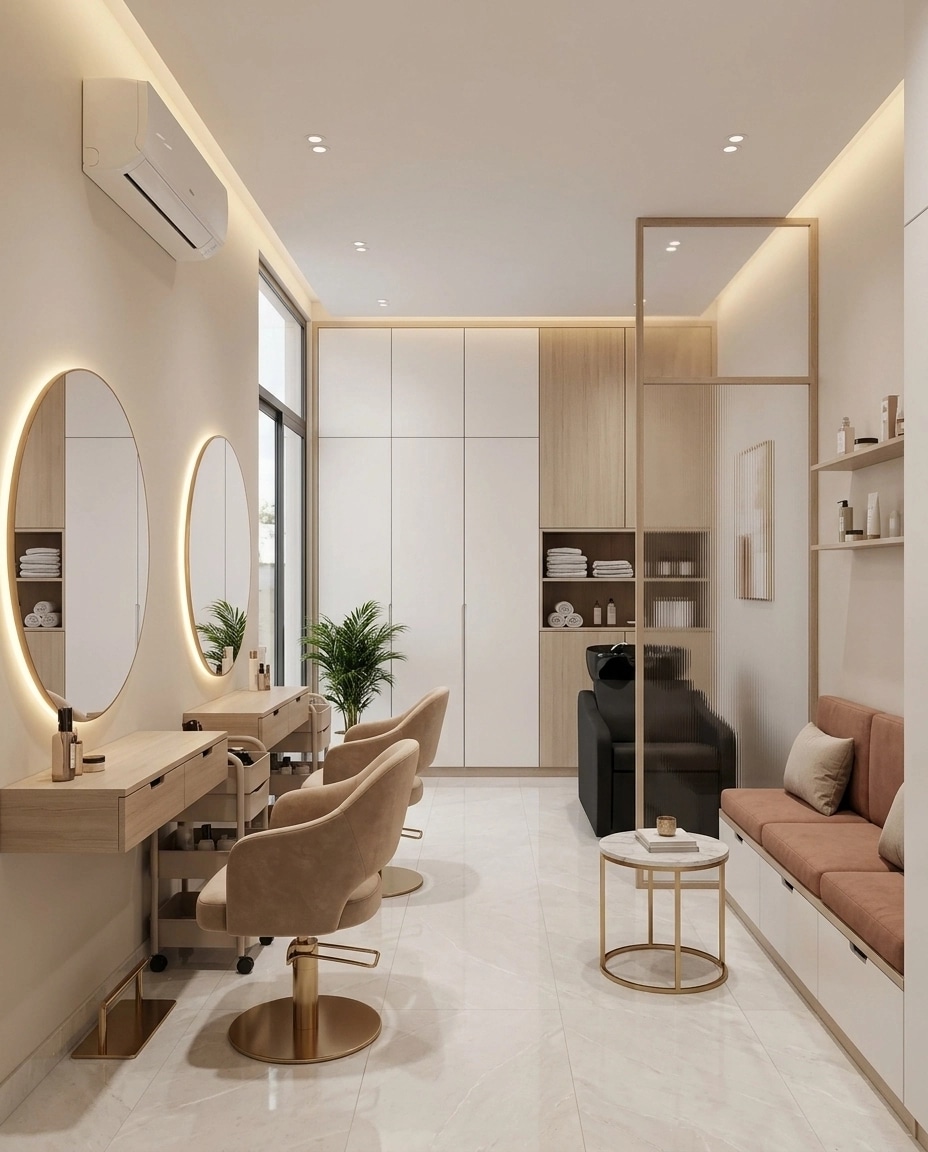 Interior design in Minimalism style — barbershop by GenRoom AI