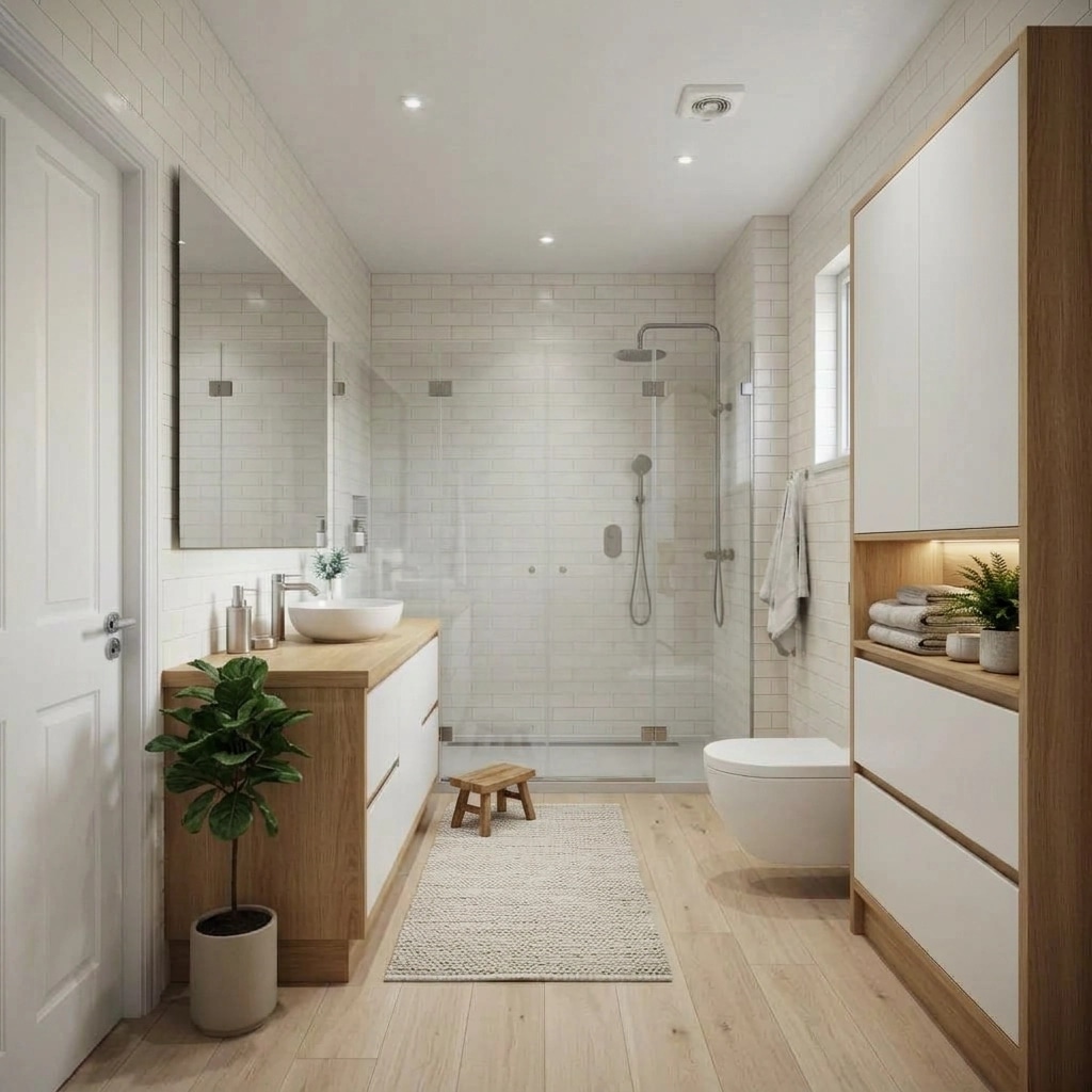 Bathroom interior in Scandinavian style — photo by GenRoom AI