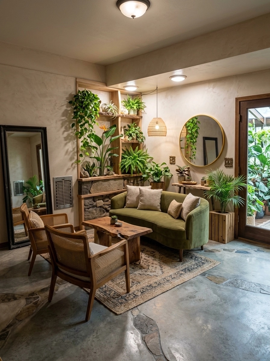 Biophilic Living Room design — interior photo by GenRoom AI