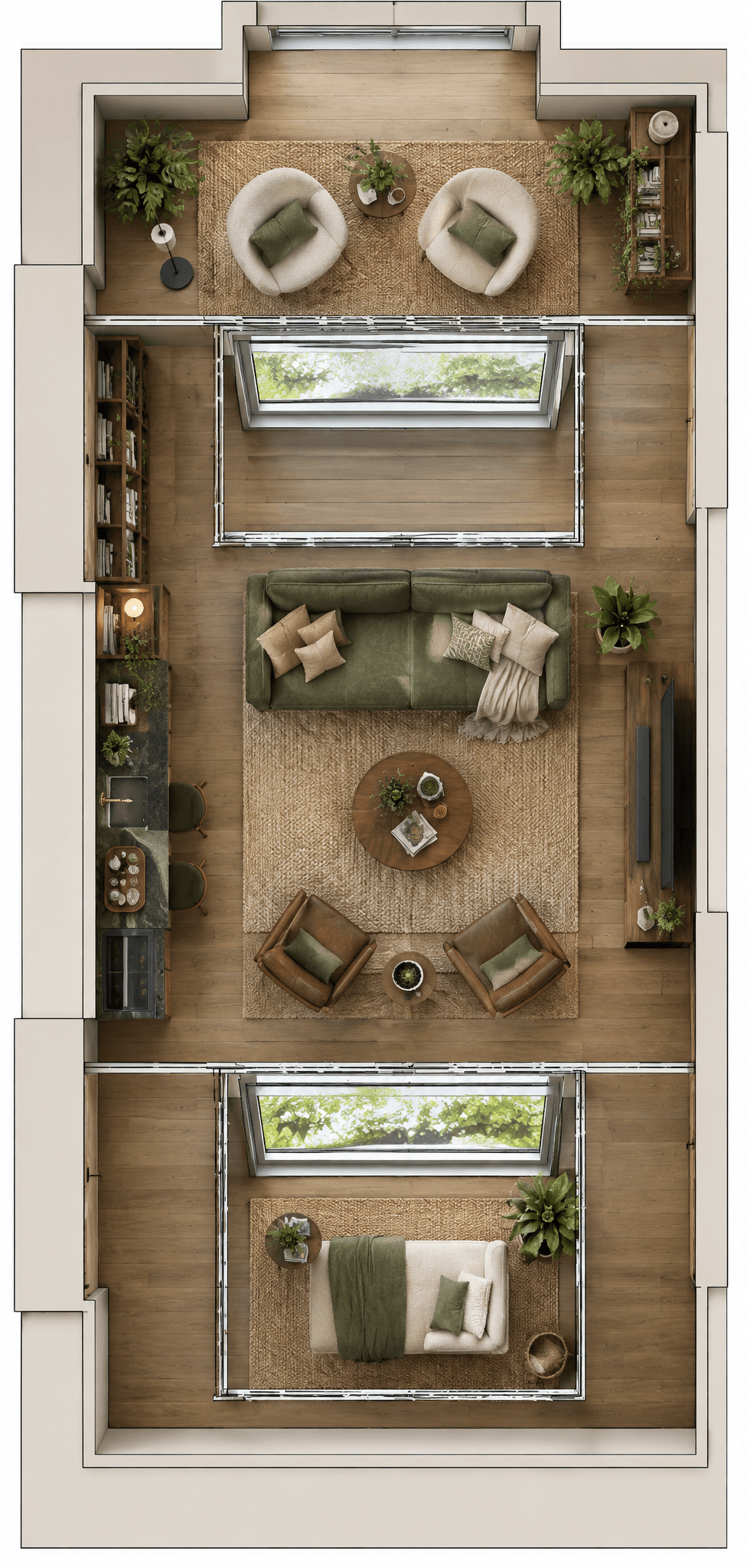 Biophilic Living Room design — interior photo by GenRoom AI