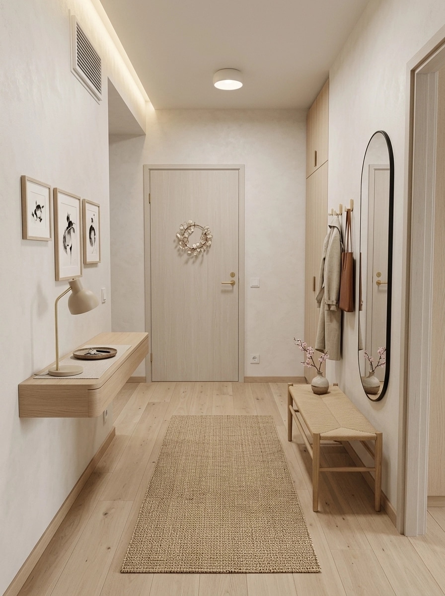 Hallway interior in Japandi style — photo by GenRoom AI