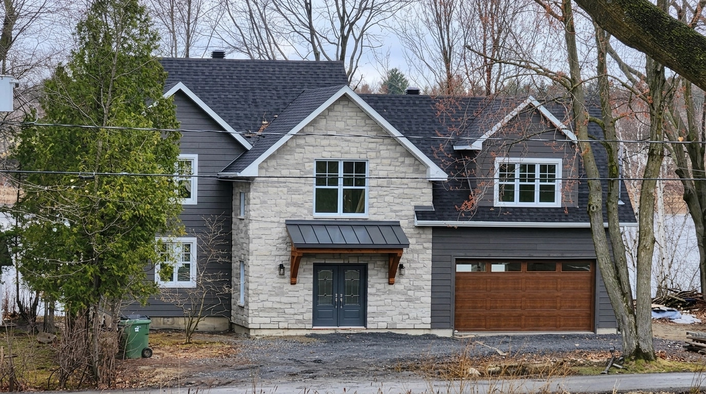 Facade design in Barnhouse Facade style — photo by GenRoom AI