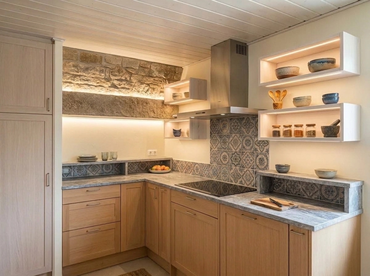 Kitchen interior in Mediterranean style — photo by GenRoom AI