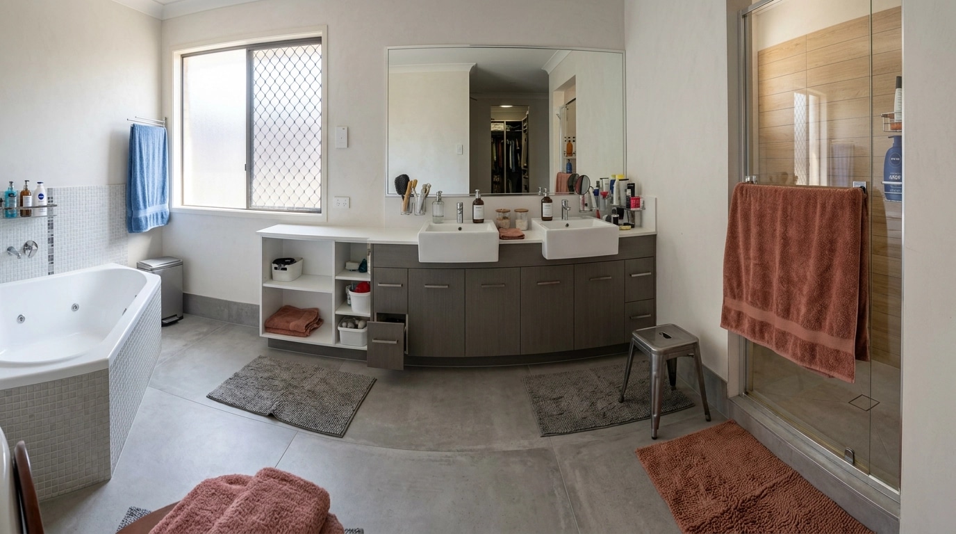 Bathroom interior in Minimalism style — photo by GenRoom AI