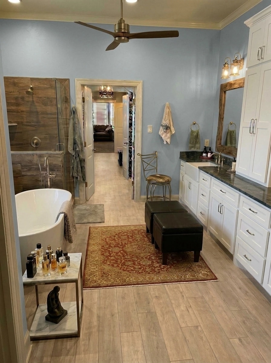 Bathroom interior in Modern Farmhouse style — photo by GenRoom AI