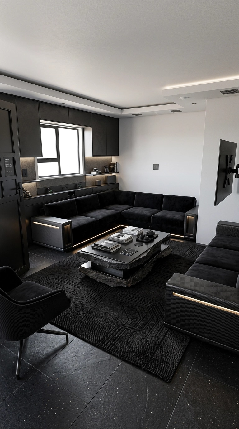 Blacktec Living Room design — interior photo by GenRoom AI