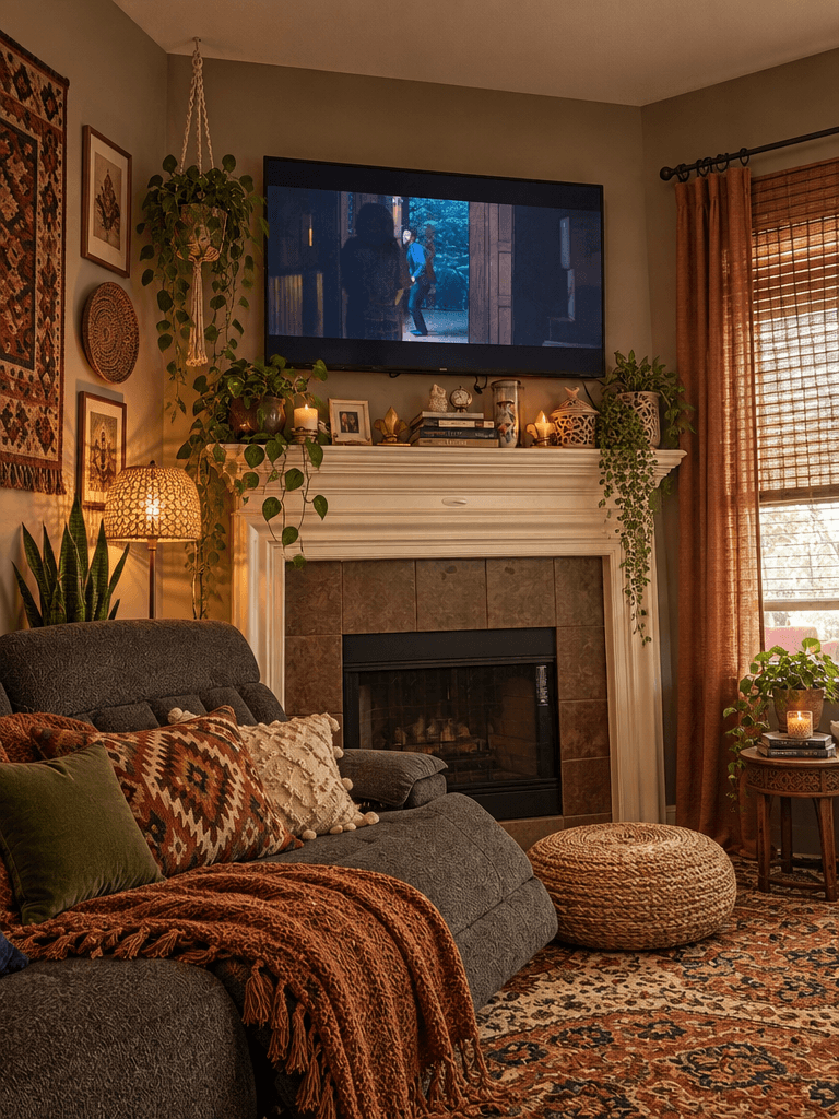 Living Room interior in Bohemian style — photo by GenRoom AI