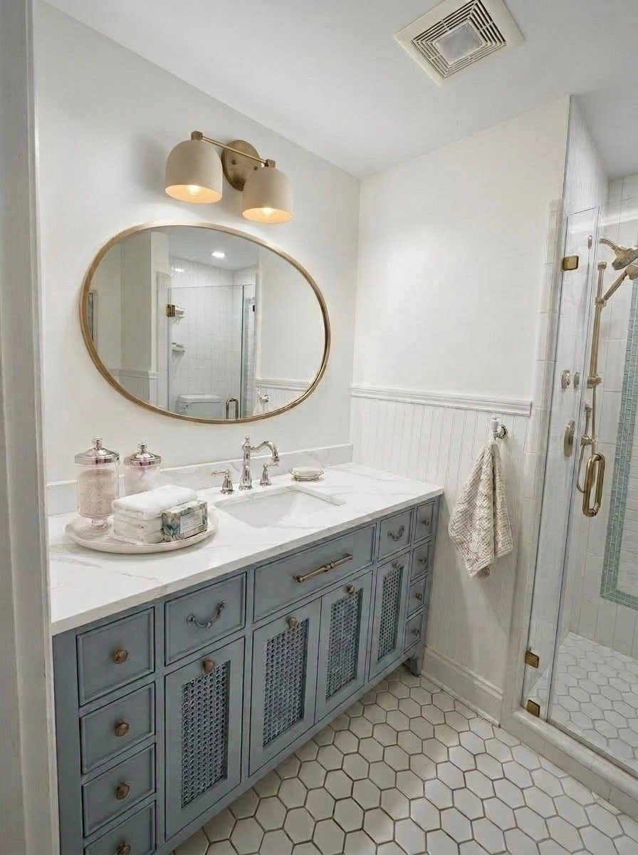 Interior design in Coastal / Hamptons style — Bathroom by GenRoom AI
