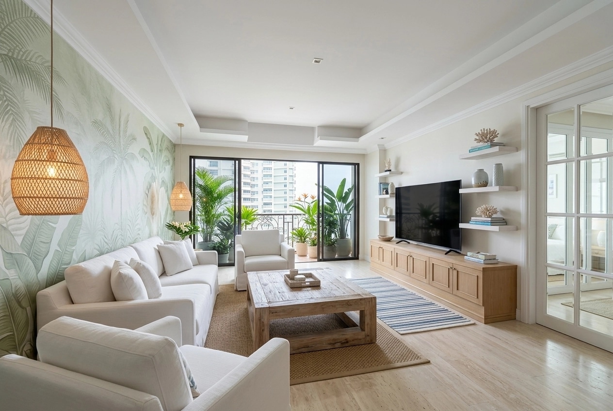 Interior design in Coastal / Hamptons style — Living Room by GenRoom AI