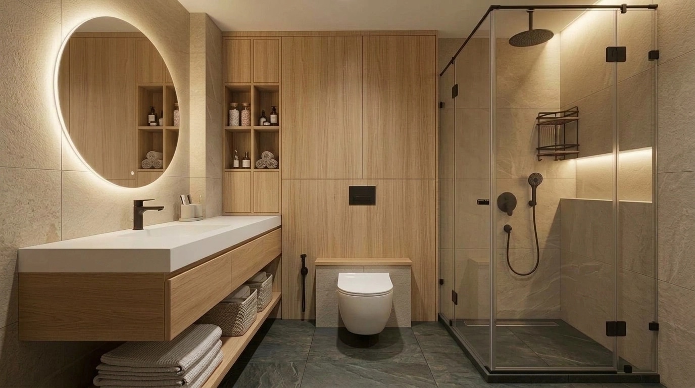 Bathroom interior in Scandinavian style — photo by GenRoom AI