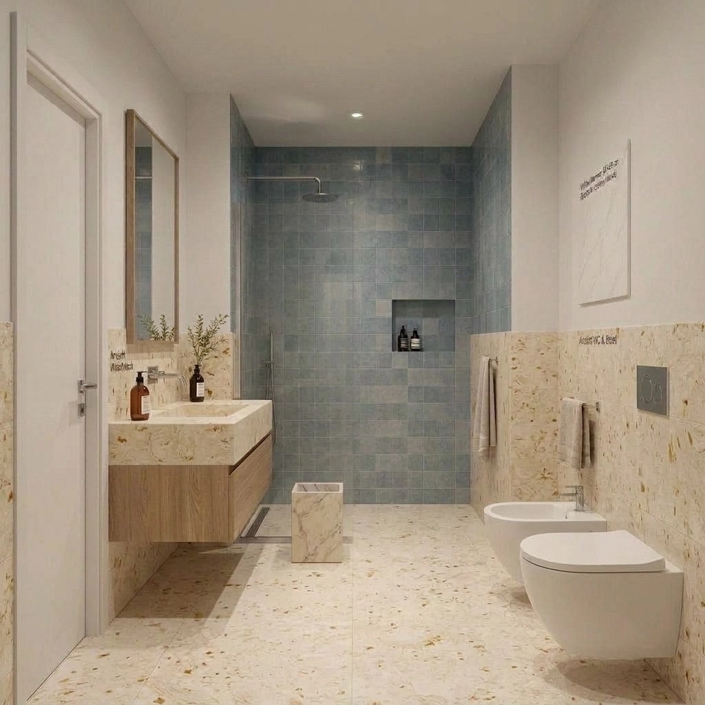 Scandinavian Bathroom design — interior photo by GenRoom AI
