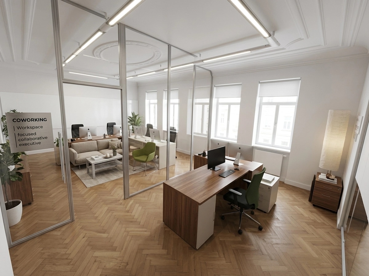 Interior design in Minimalism style — coworking by GenRoom AI