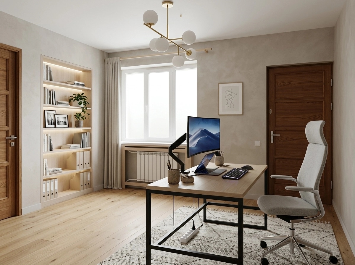 Office interior in Scandinavian style — photo by GenRoom AI
