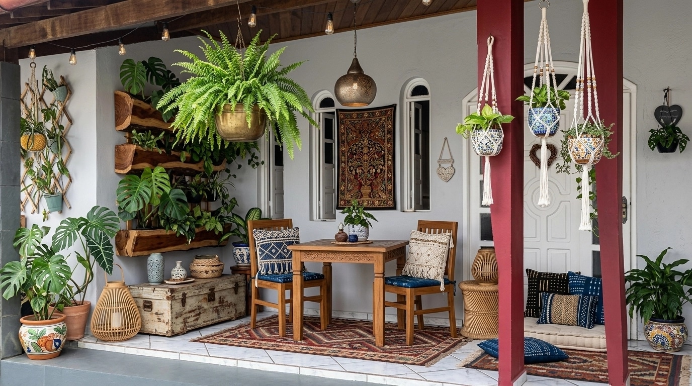 Interior design in Bohemian style — balcony by GenRoom AI
