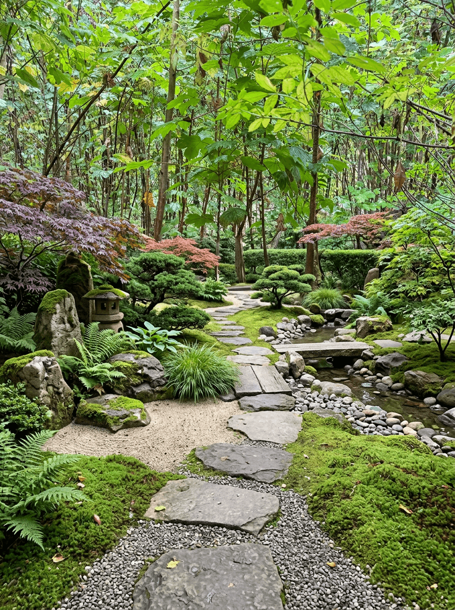 Yard design in Japanese Garden style — photo by GenRoom AI