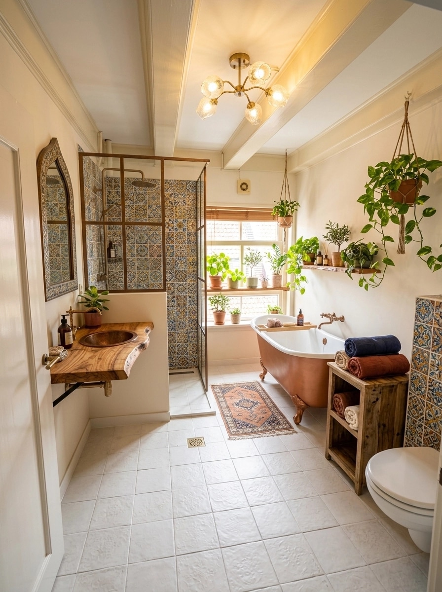 Bathroom interior in Mediterranean style — photo by GenRoom AI