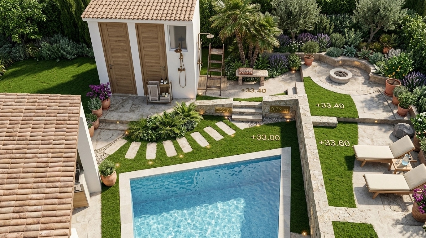 Landscape design in Mediterranean Yard style — Yard by GenRoom AI